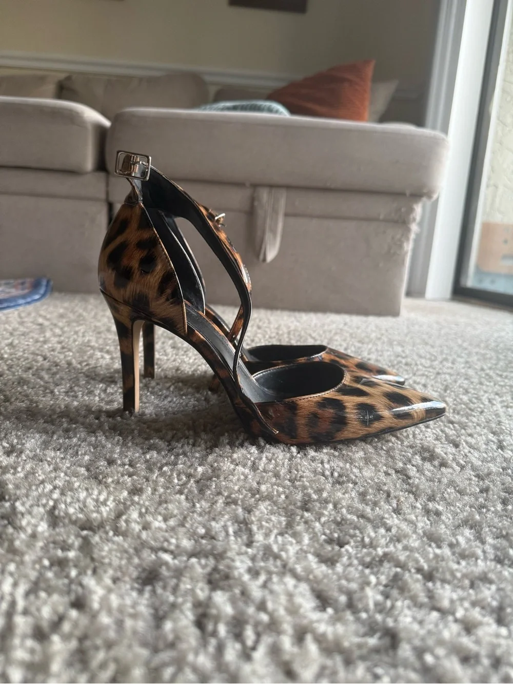 Gianni Bini Leopard Print Pointed Toe Slingbacks - Brown/Black